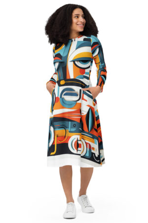 A Bragle Original Print Long Sleeve Midi Dress
